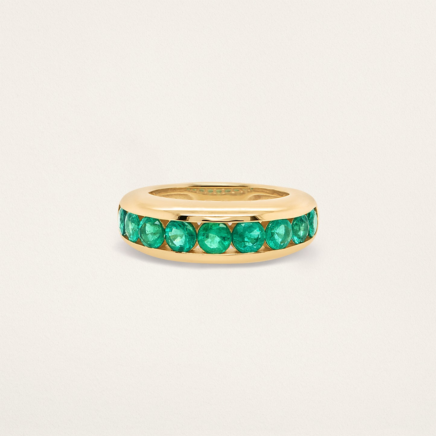 Round Channel Set Classic Nomad Ring - Emerald