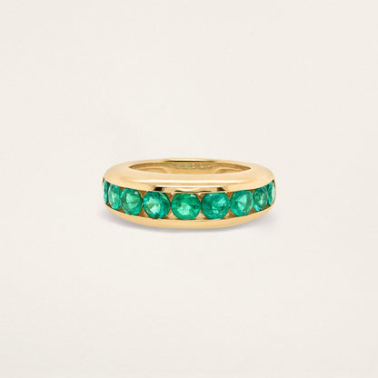 Round Channel Set Classic Nomad Ring - Emerald