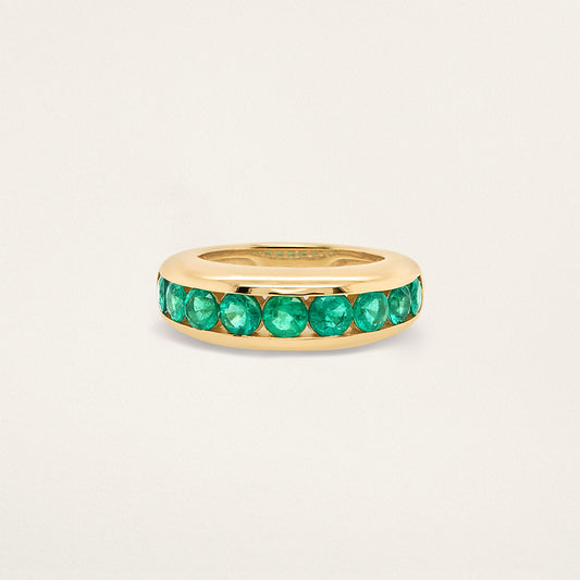 Round Channel Set Classic Nomad Ring - Emerald