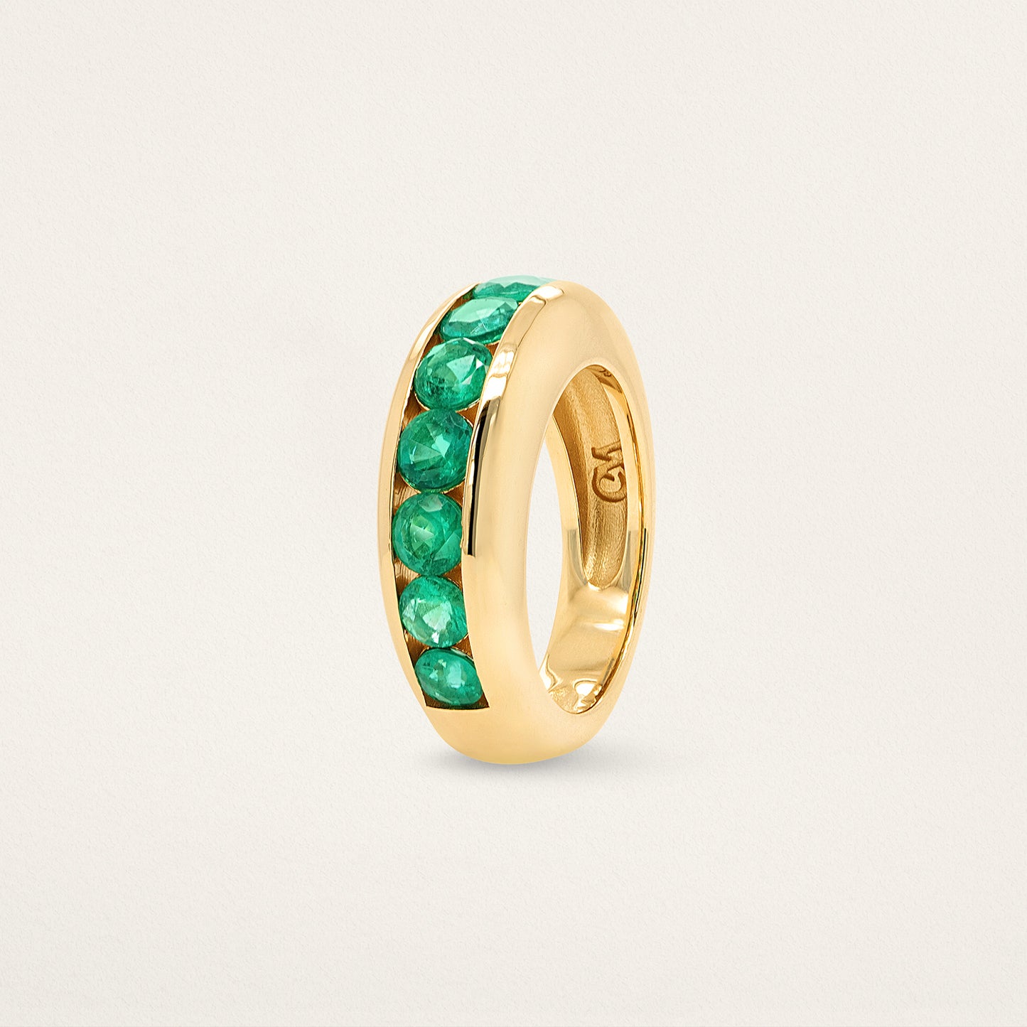 Round Channel Set Classic Nomad Ring - Emerald