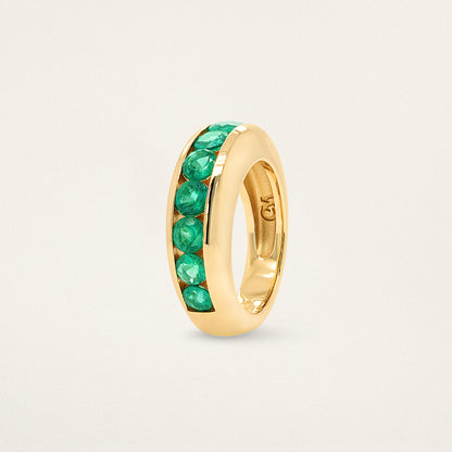 Round Channel Set Classic Nomad Ring - Emerald