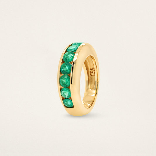 Round Channel Set Classic Nomad Ring - Emerald