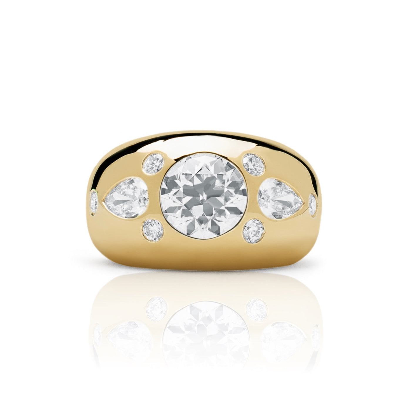 Round with Pear Accent Chunky Nomad Ring