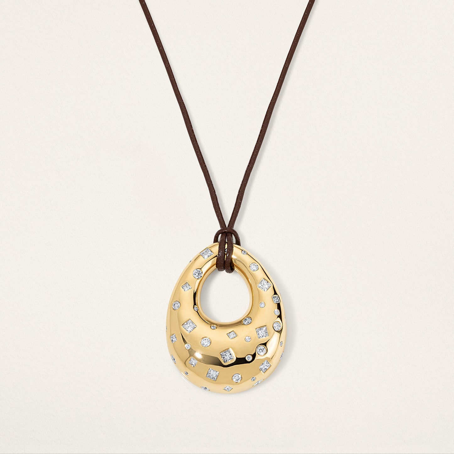 Confetti Large Teardrop Disc Pendant - Diamond