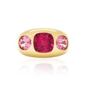 Cushion Cut and Oval Sides Tourmaline Chunky Nomad Ring