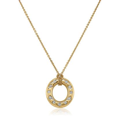 Round & Princess Small Oval Disc Necklace - Diamond