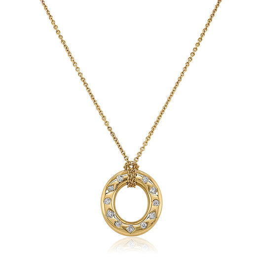Round & Princess Small Oval Disc Necklace - Diamond