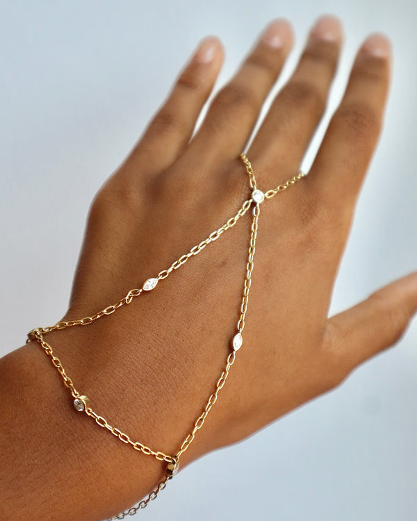 Delicate Slave Bracelet Ring, Gold Hand Chain Bracelet – AMYO Jewelry
