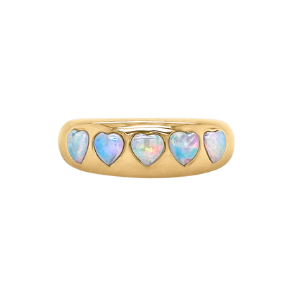 5 Heart Classic Nomad Ring - Opal