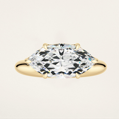 Offset Prong Solitaire Nouveau Romantic Stackable Ring - Marquise