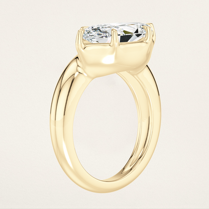 Offset Prong Solitaire Nouveau Romantic Stackable Ring - Marquise