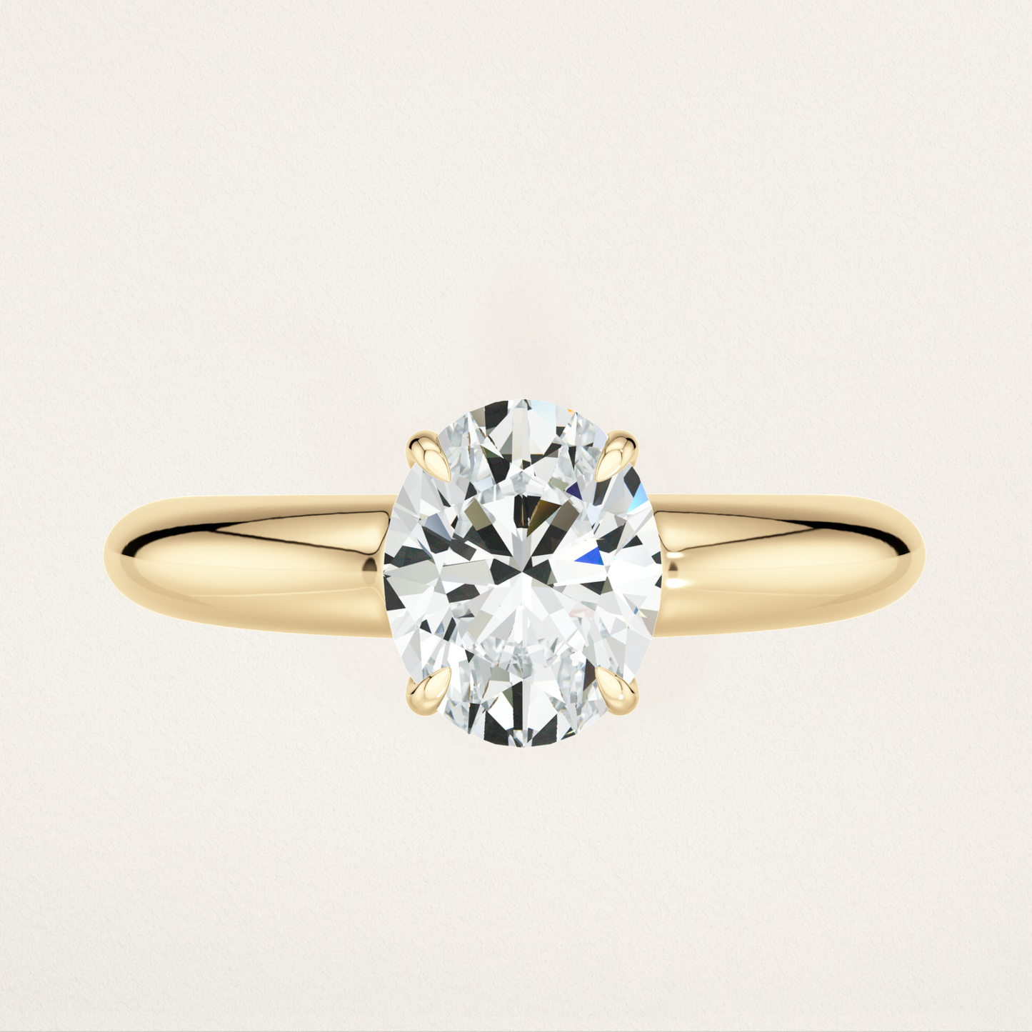 Prong Set Solitaire Nouveau Romantic Statement Ring - Oval