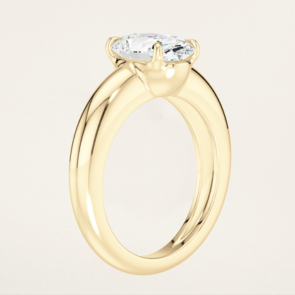 Prong Set Solitaire Nouveau Romantic Statement Ring - Oval