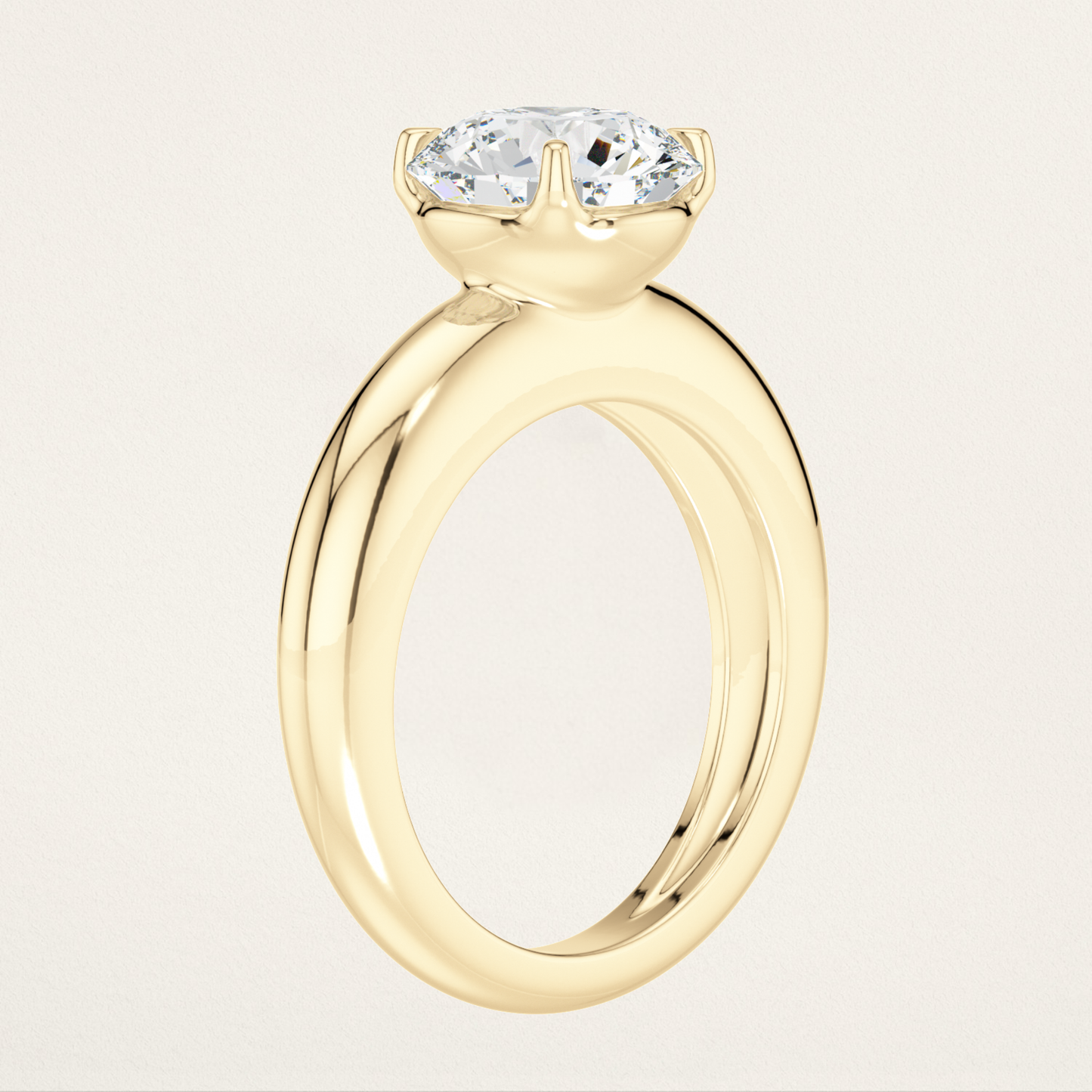 Prong Set Solitaire Nouveau Romantic Stackable Ring - Round