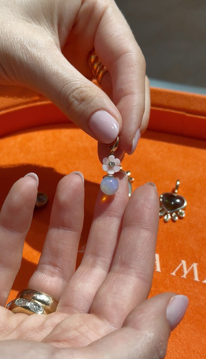 Flower Orb Charm - Pink & Ethiopian Opal