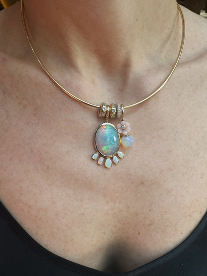 Flower Orb Charm - Pink & Ethiopian Opal