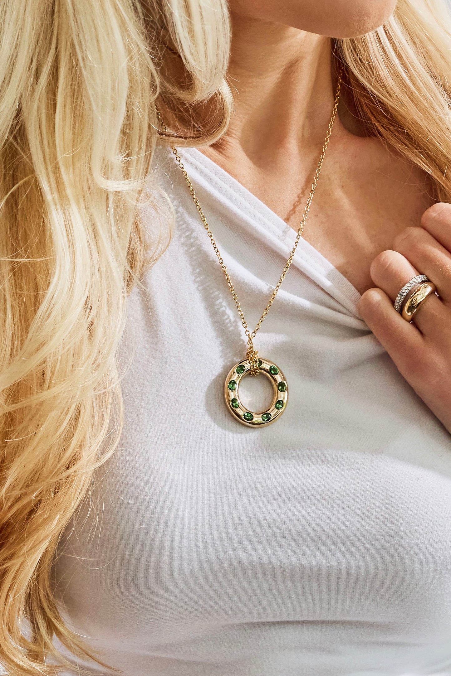 9 Oval Large Oval Disc Pendant - Tourmaline
