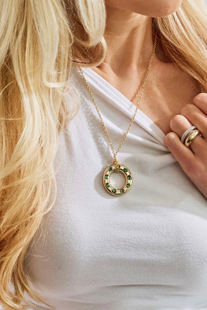 9 Oval Large Oval Disc Pendant - Tourmaline