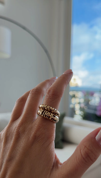 Skinny Inscribed Nomad Ring - Mama