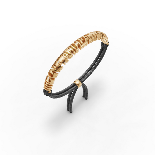 Classic Inscribed Nomad Half Bangle w/ Leather