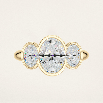 Three Stone Nouveau Romantic Stackable Ring - 3 Ovals