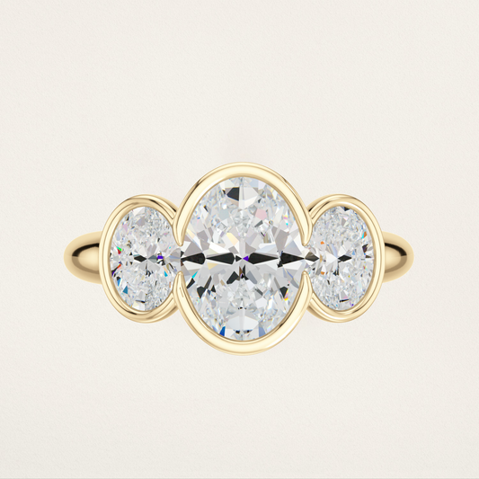Three Stone Nouveau Romantic Stackable Ring - 3 Ovals