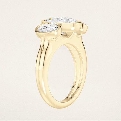 Three Stone Nouveau Romantic Stackable Ring - 3 Ovals