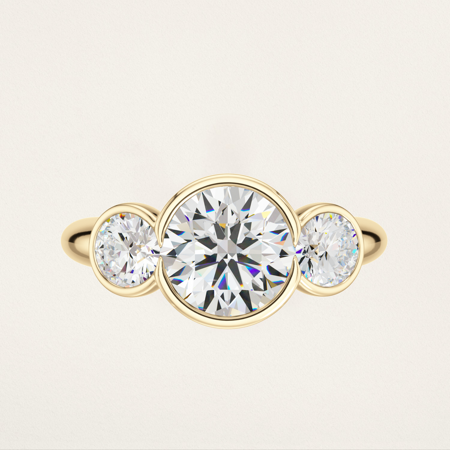 Three Stone Nouveau Romantic Stackable Ring - 3 Rounds