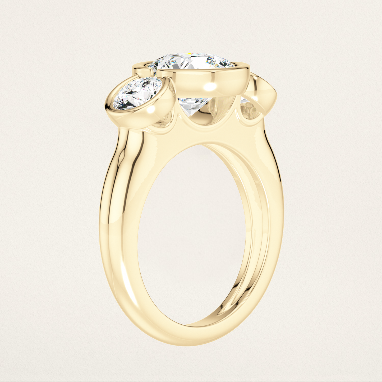 Three Stone Nouveau Romantic Stackable Ring - 3 Rounds