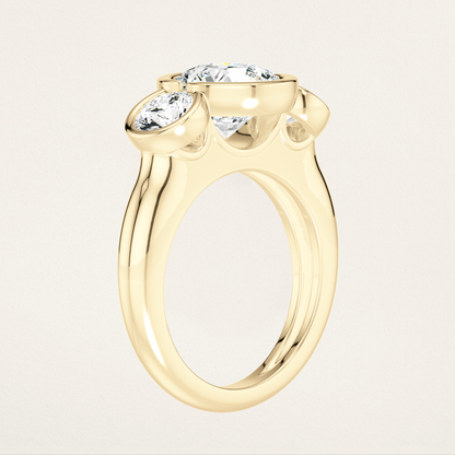 Three Stone Nouveau Romantic Stackable Ring - 3 Rounds