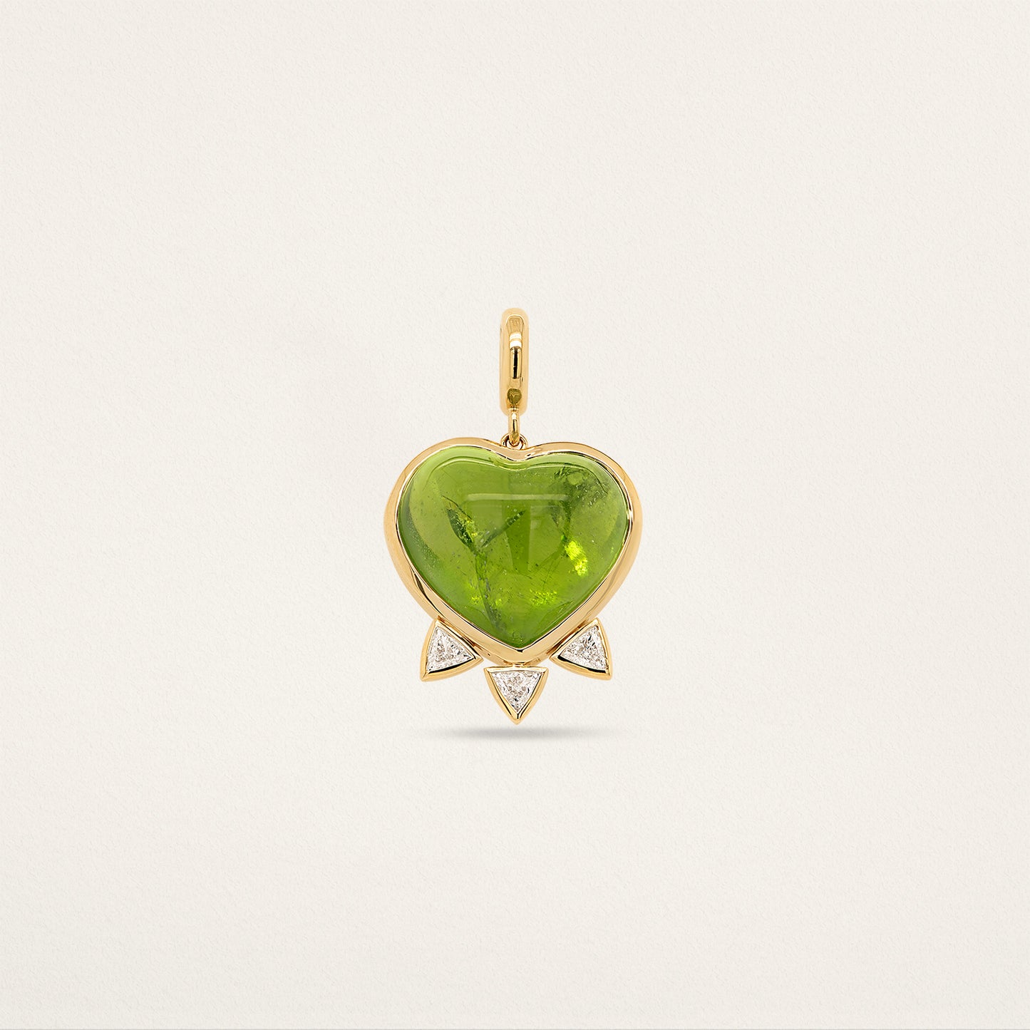 Heart w/ Trillion Spikes Charm - Green Tourmaline & Diamond