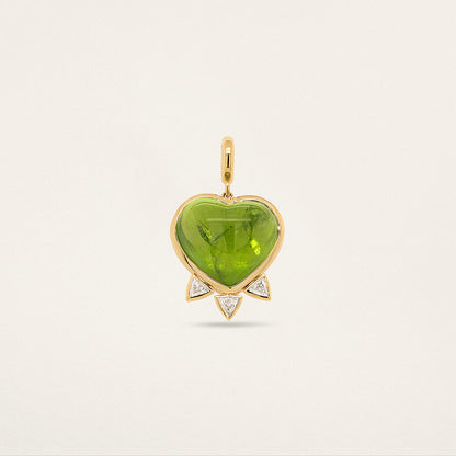 Heart w/ Trillion Spikes Charm - Green Tourmaline & Diamond