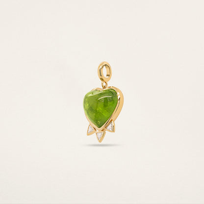 Heart w/ Trillion Spikes Charm - Green Tourmaline & Diamond