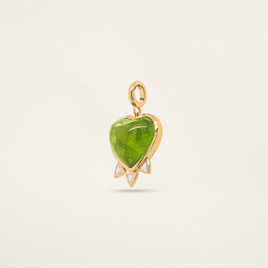 Heart w/ Trillion Spikes Charm - Green Tourmaline & Diamond