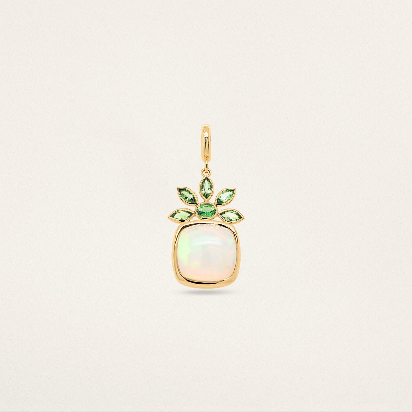 Cushion with Flower Fringe Charm - Opal & Green Tourmaline
