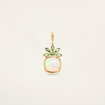 Cushion with Flower Fringe Charm - Opal & Green Tourmaline