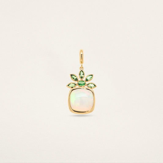 Cushion with Flower Fringe Charm - Opal & Green Tourmaline