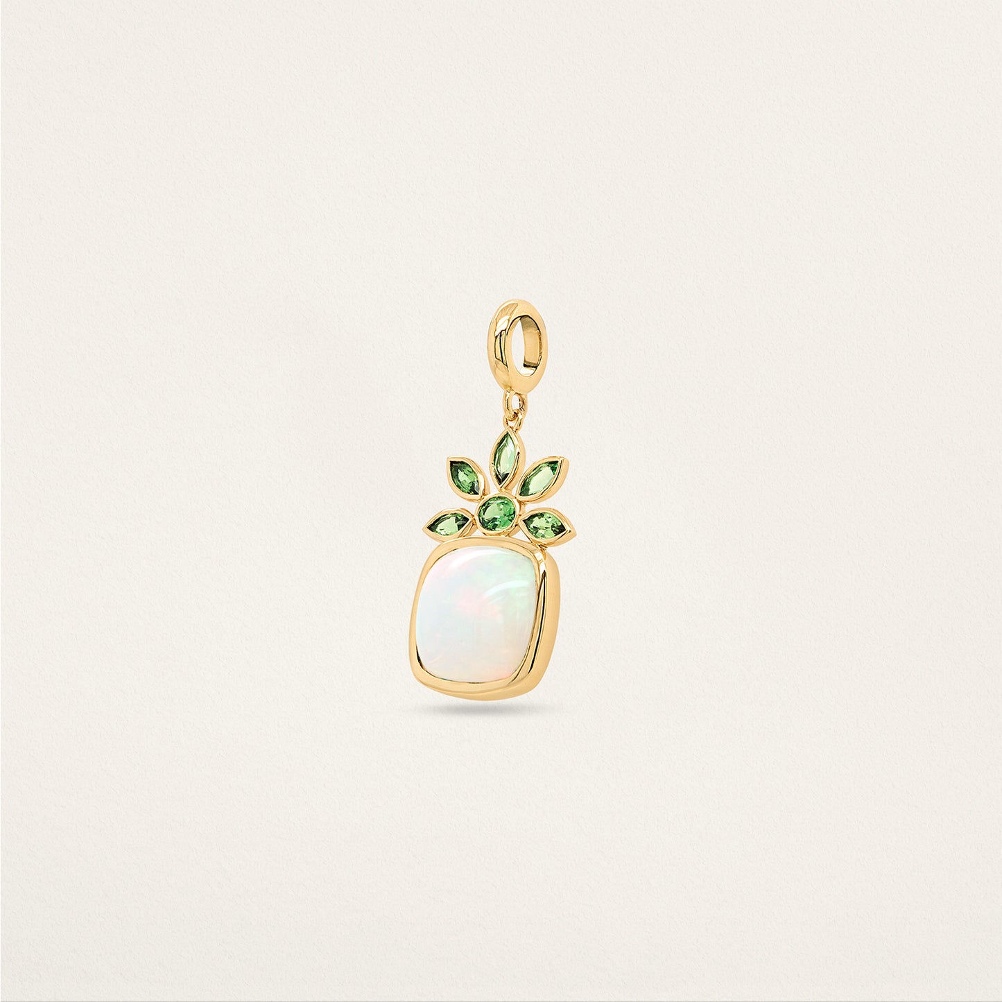 Cushion with Flower Fringe Charm - Opal & Green Tourmaline