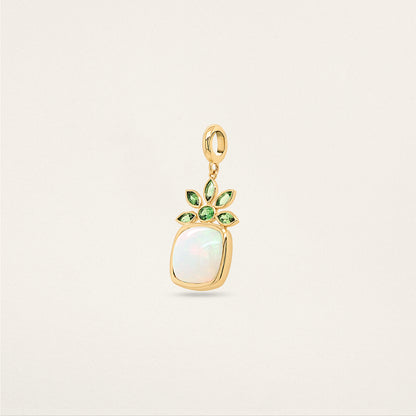 Cushion with Flower Fringe Charm - Opal & Green Tourmaline