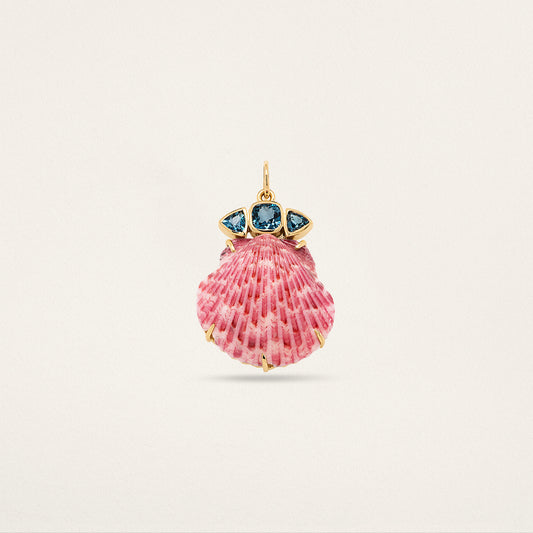 Cushion with Trillions Shell Charm - Blue Topaz