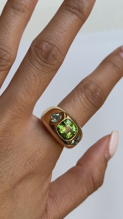 Cushion Cut with Heart Sides Chunky Nomad Ring