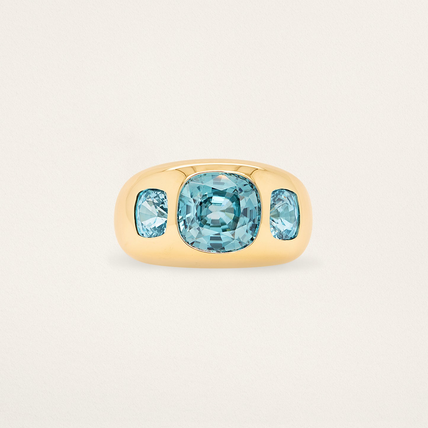 3 Cushion Chunky Nomad Ring - Blue Zircon