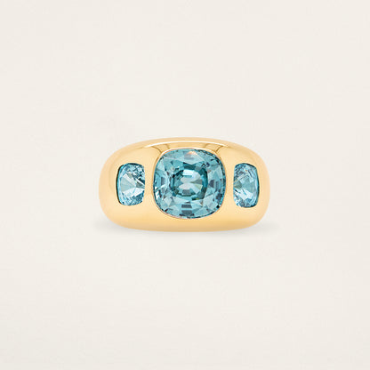 3 Cushion Chunky Nomad Ring - Blue Zircon