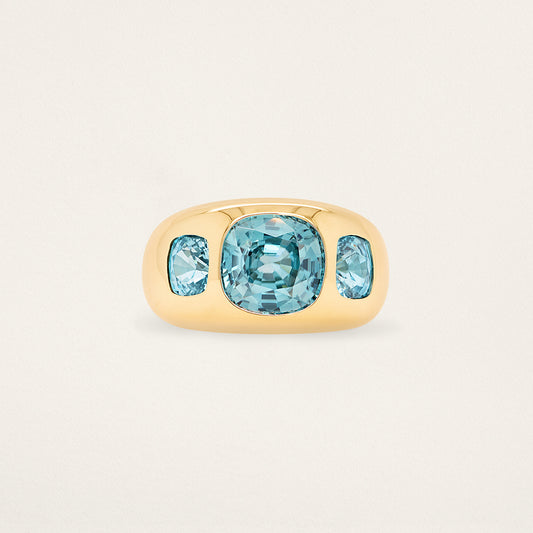 3 Cushion Chunky Nomad Ring - Blue Zircon