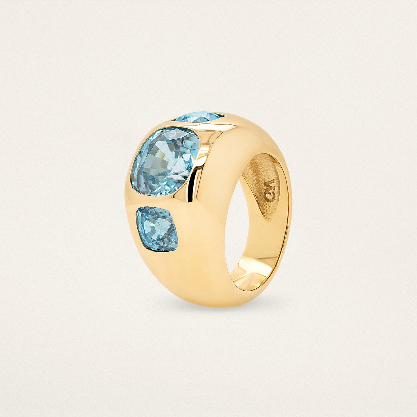 3 Cushion Chunky Nomad Ring - Blue Zircon