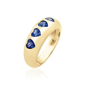 Blue Sapphire Heart Classic Nomad Ring