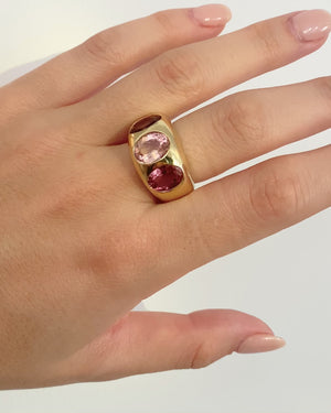 Pink Tourmaline 3 Oval Chunky Nomad Ring