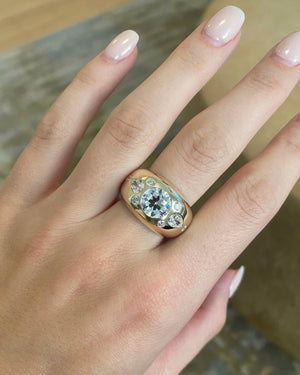 Round with Pear Accent Chunky Nomad Ring