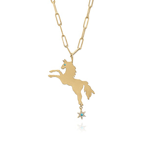 Small Horse Charm - Diamond & Turquoise