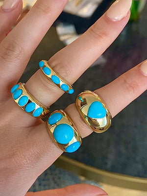 Turquoise Heart Chunky Nomad Ring